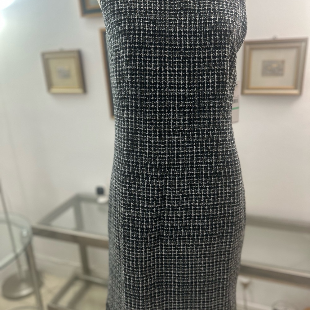 Laundry By Shelli Segal Black and White Tweed Midi Dress